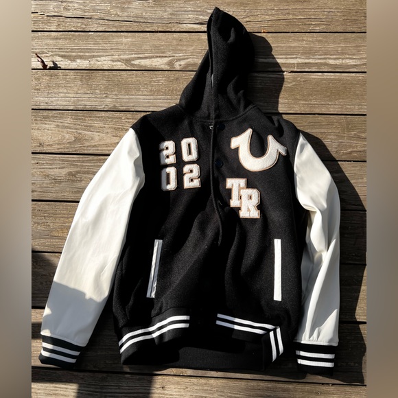 TRUE RELIGION Hooded Varsity Jacket Size M